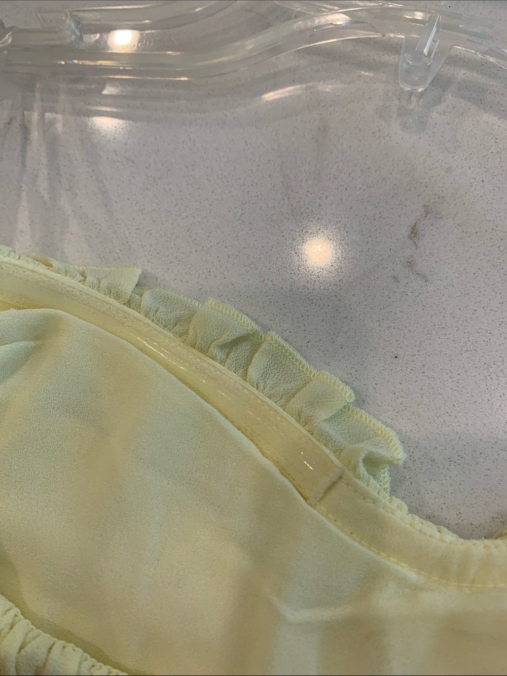 Meshki Pale Yellow Ruffle-Trim Maxi Dress strapless chiffon XXS NWOT - Picture 9 of 13